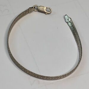 Vintage Milor Italy 925 Sterling Silver Flat Herringbone Style Bracelet